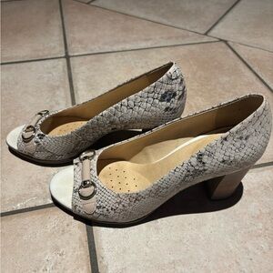 Geox Peep Toe Snakeskin Heels